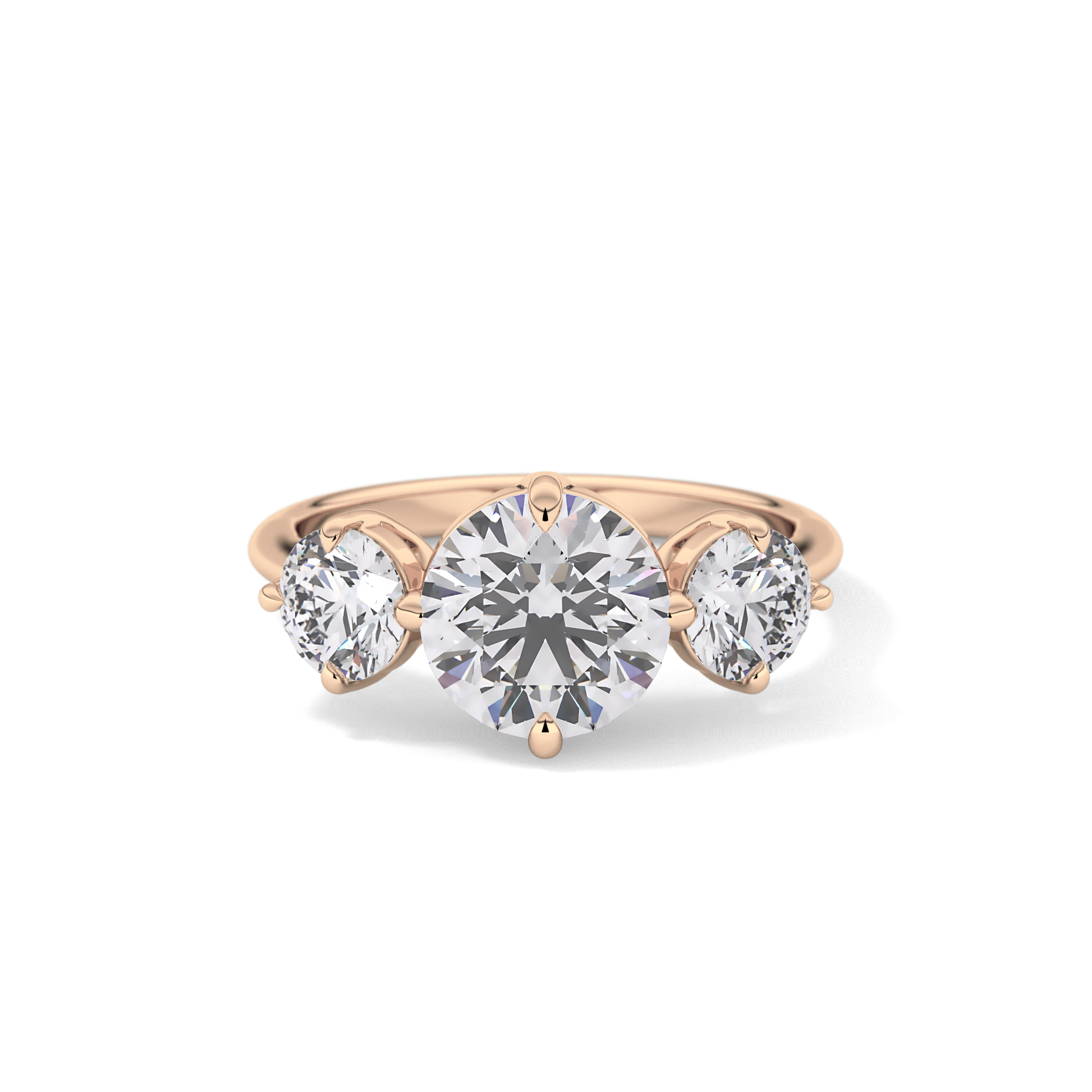 Round Three Stone Lab Grown Diamond Engagement Ring