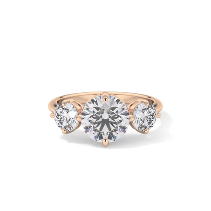 Round Three Stone Lab Grown Diamond Engagement Ring