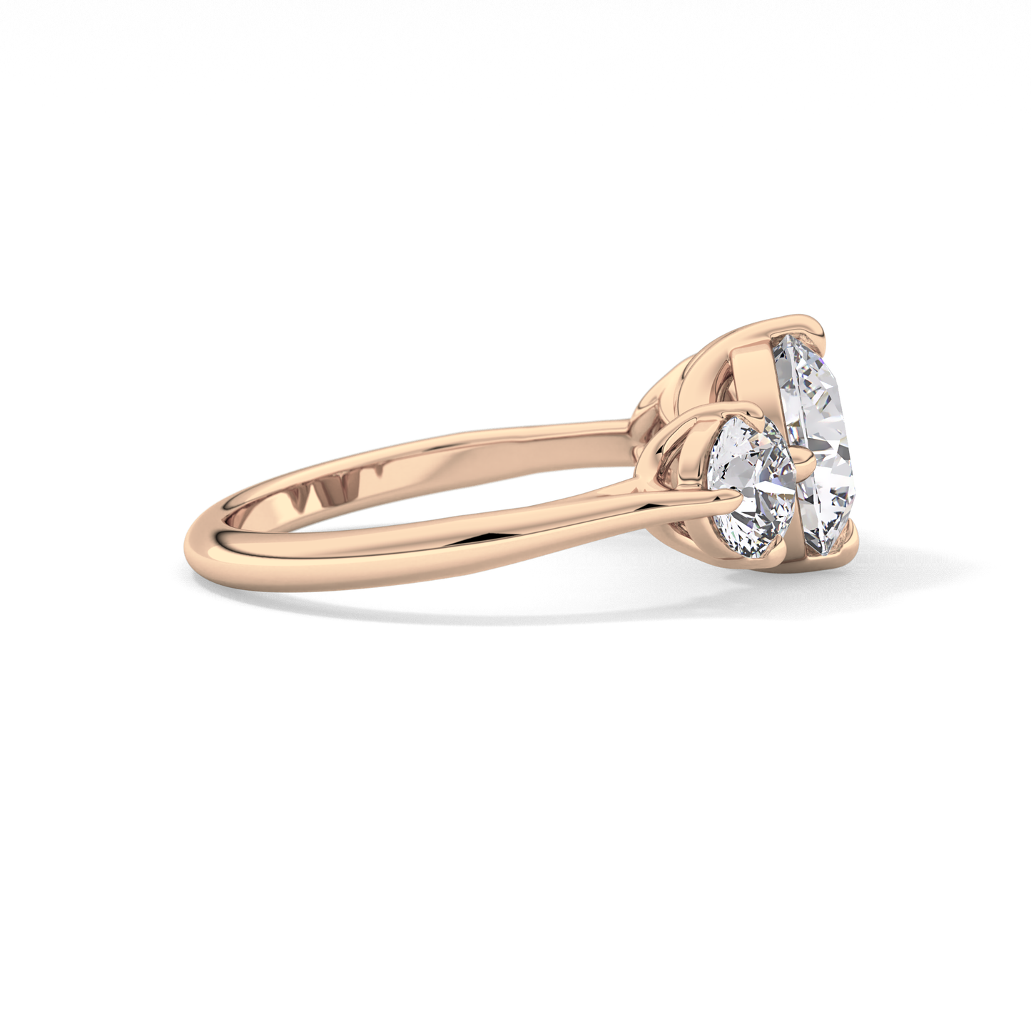 Round Three Stone Lab Grown Diamond Engagement Ring