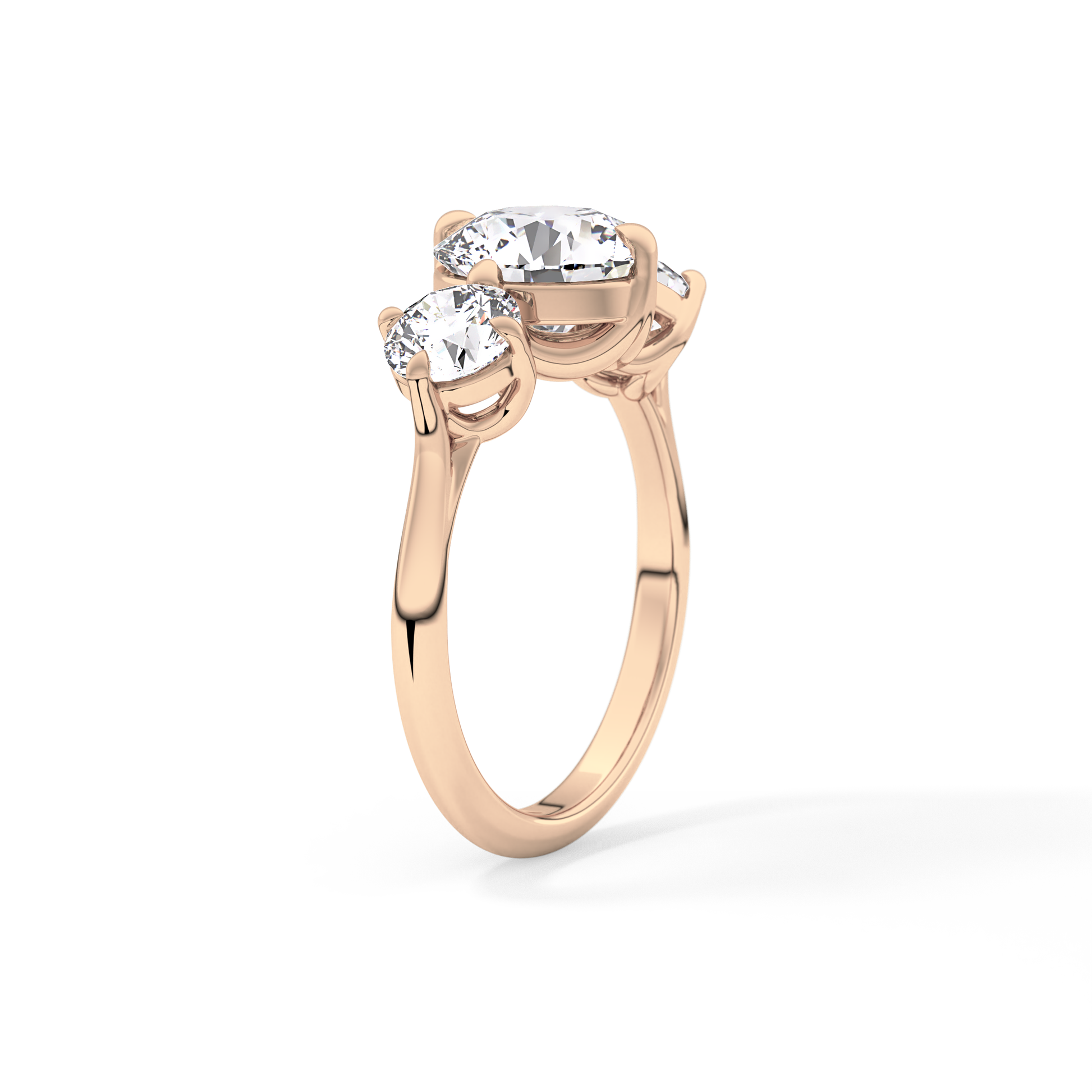 Round Three Stone Lab Grown Diamond Engagement Ring