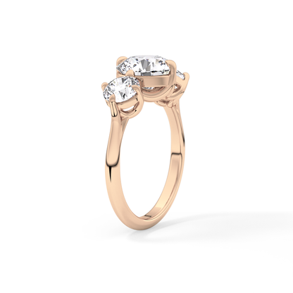 Round Three Stone Lab Grown Diamond Engagement Ring
