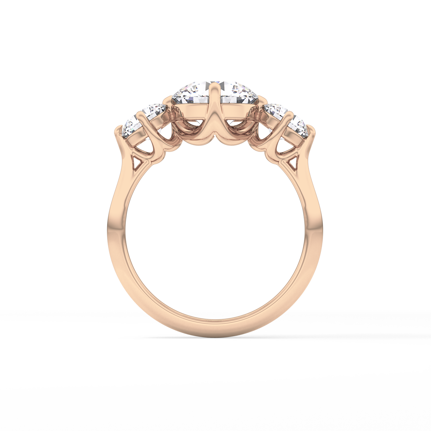 Round Three Stone Lab Grown Diamond Engagement Ring