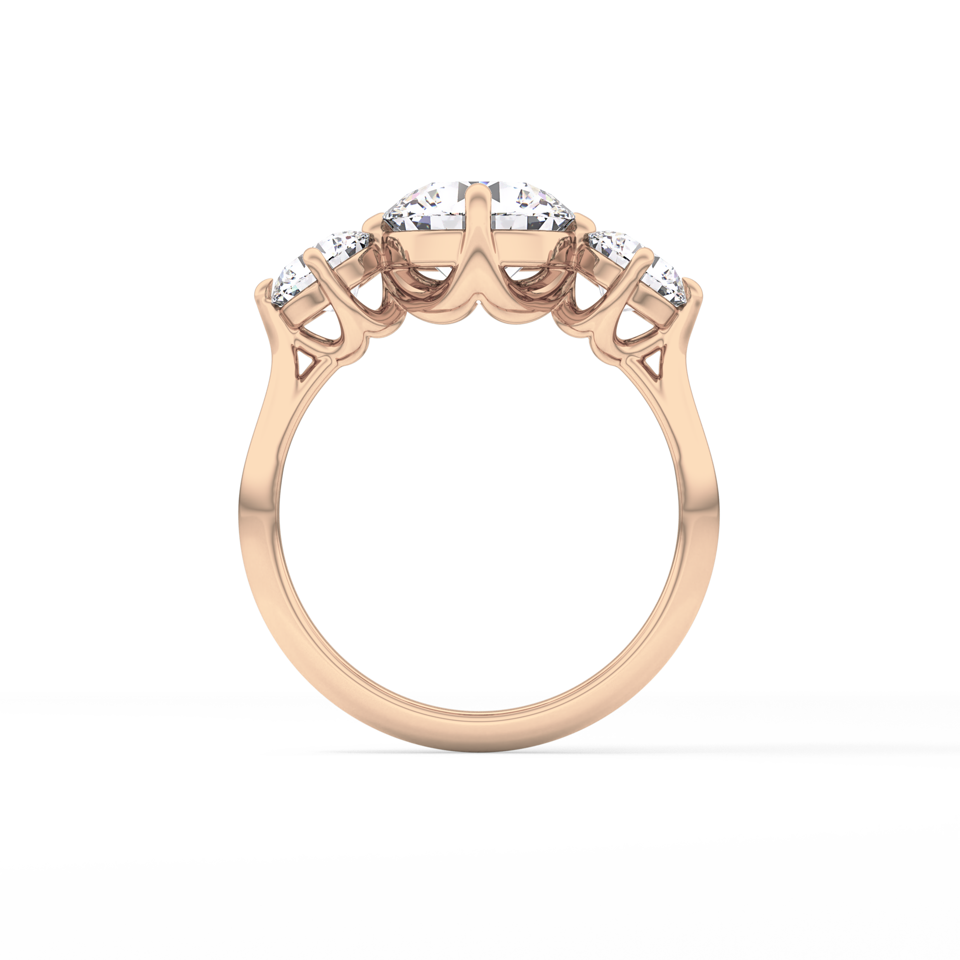 Round Three Stone Lab Grown Diamond Engagement Ring