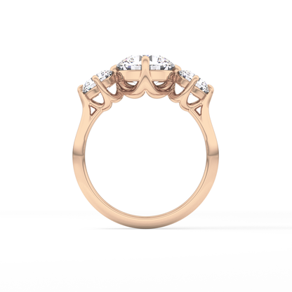 Round Three Stone Lab Grown Diamond Engagement Ring