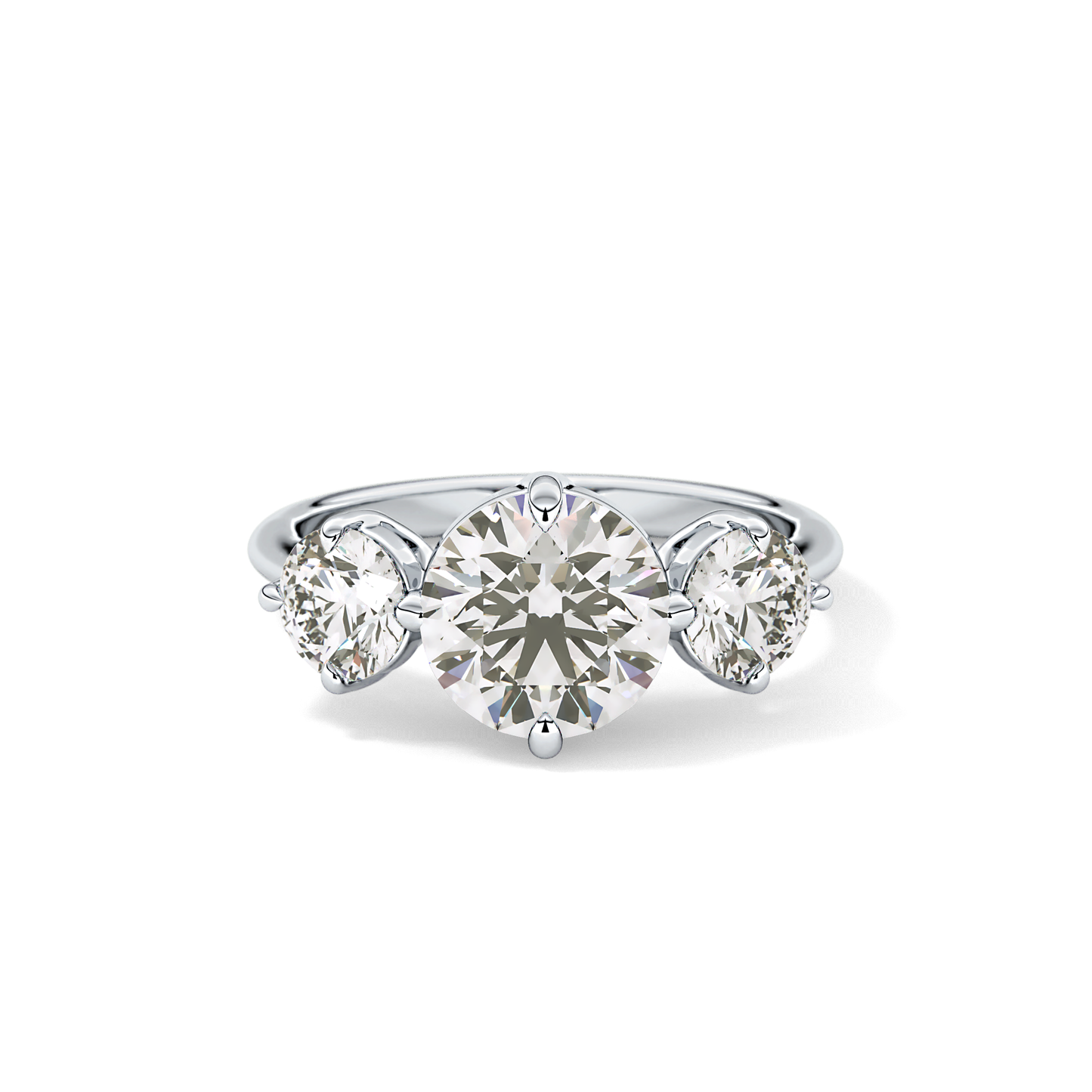 Round Three Stone Lab Grown Diamond Engagement Ring