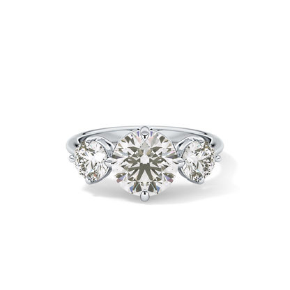 Round Three Stone Lab Grown Diamond Engagement Ring