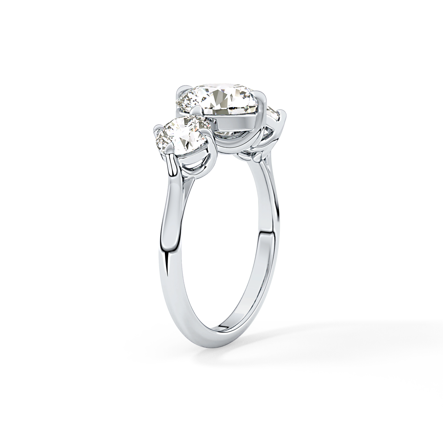 Round Three Stone Lab Grown Diamond Engagement Ring