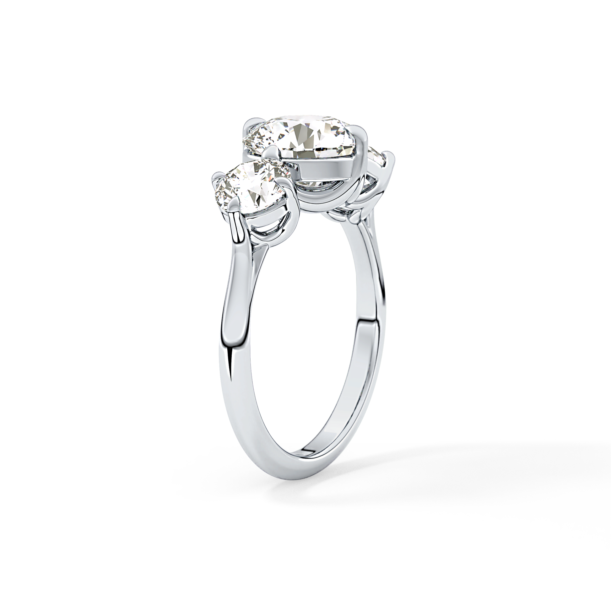 Round Three Stone Lab Grown Diamond Engagement Ring