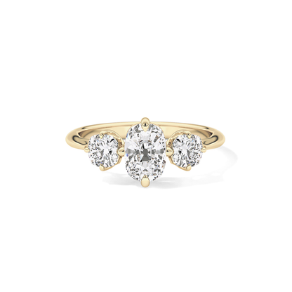 Cushion Three Stone Lab Grown Diamond Engagement Ring