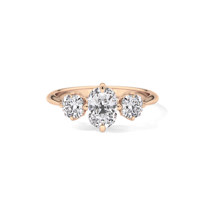 Cushion Three Stone Lab Grown Diamond Engagement Ring