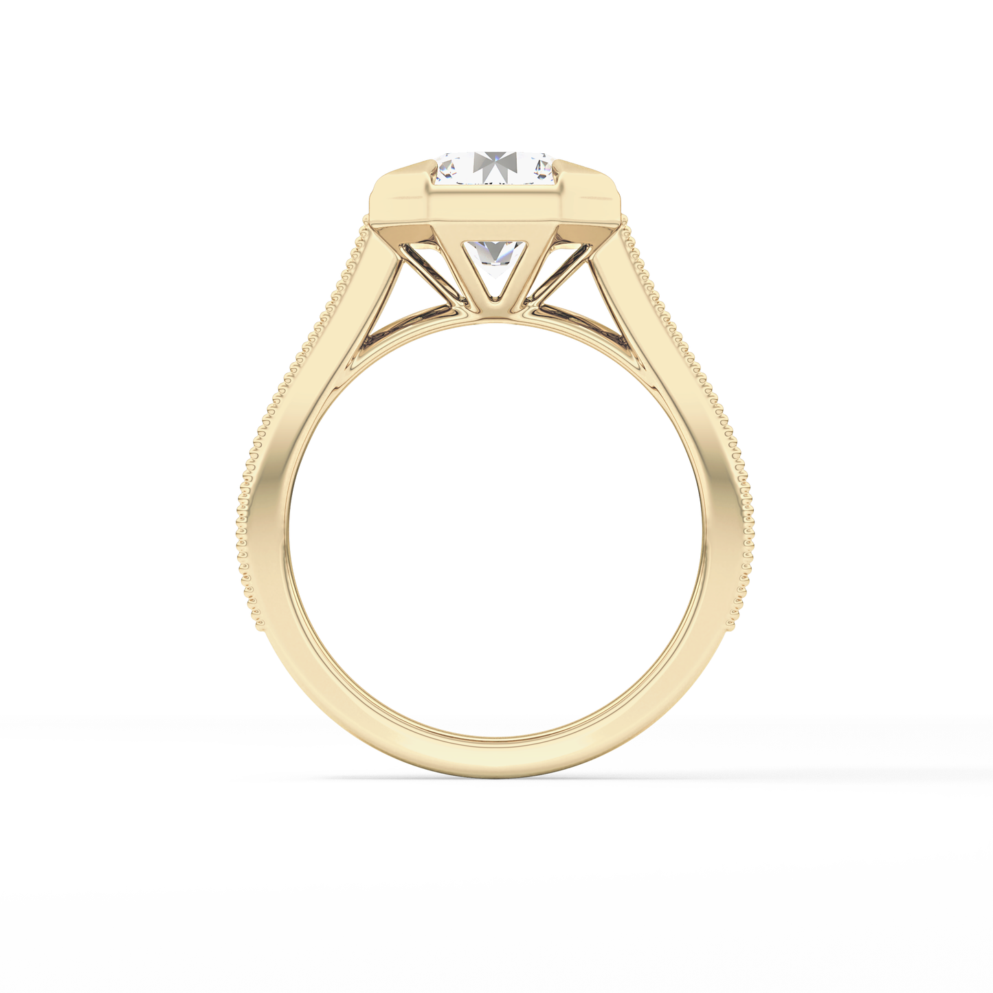Round Bezel & Channel Pave Lab Grown Diamond Engagement Ring