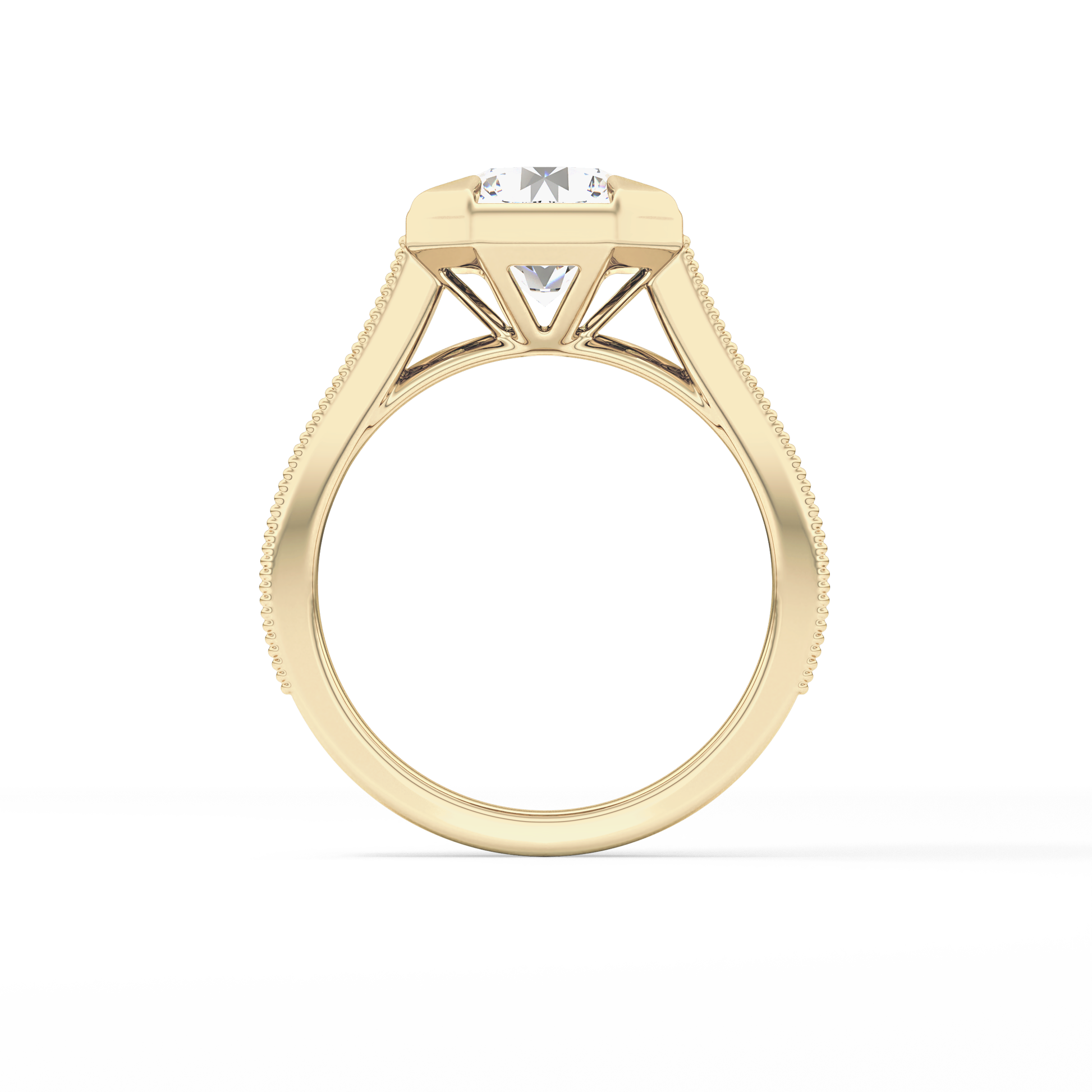 Round Bezel & Channel Pave Lab Grown Diamond Engagement Ring