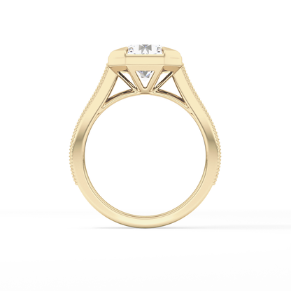 Round Bezel & Channel Pave Lab Grown Diamond Engagement Ring