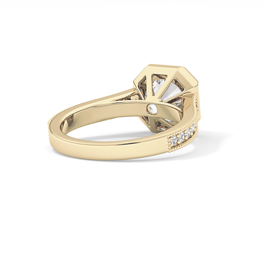 Round Bezel & Channel Pave Lab Grown Diamond Engagement Ring