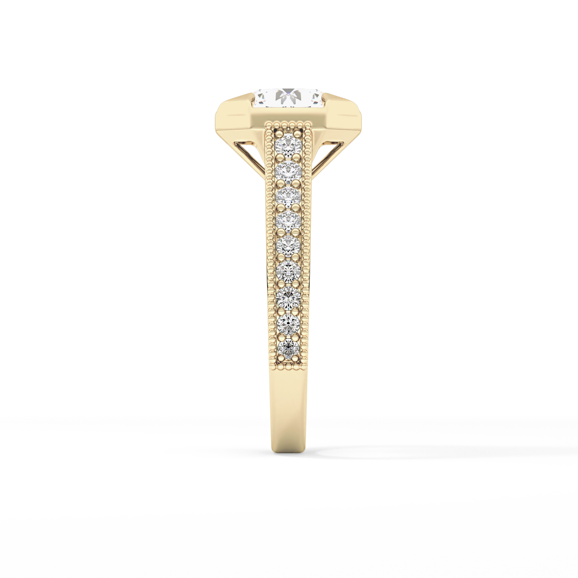 Round Bezel & Channel Pave Lab Grown Diamond Engagement Ring