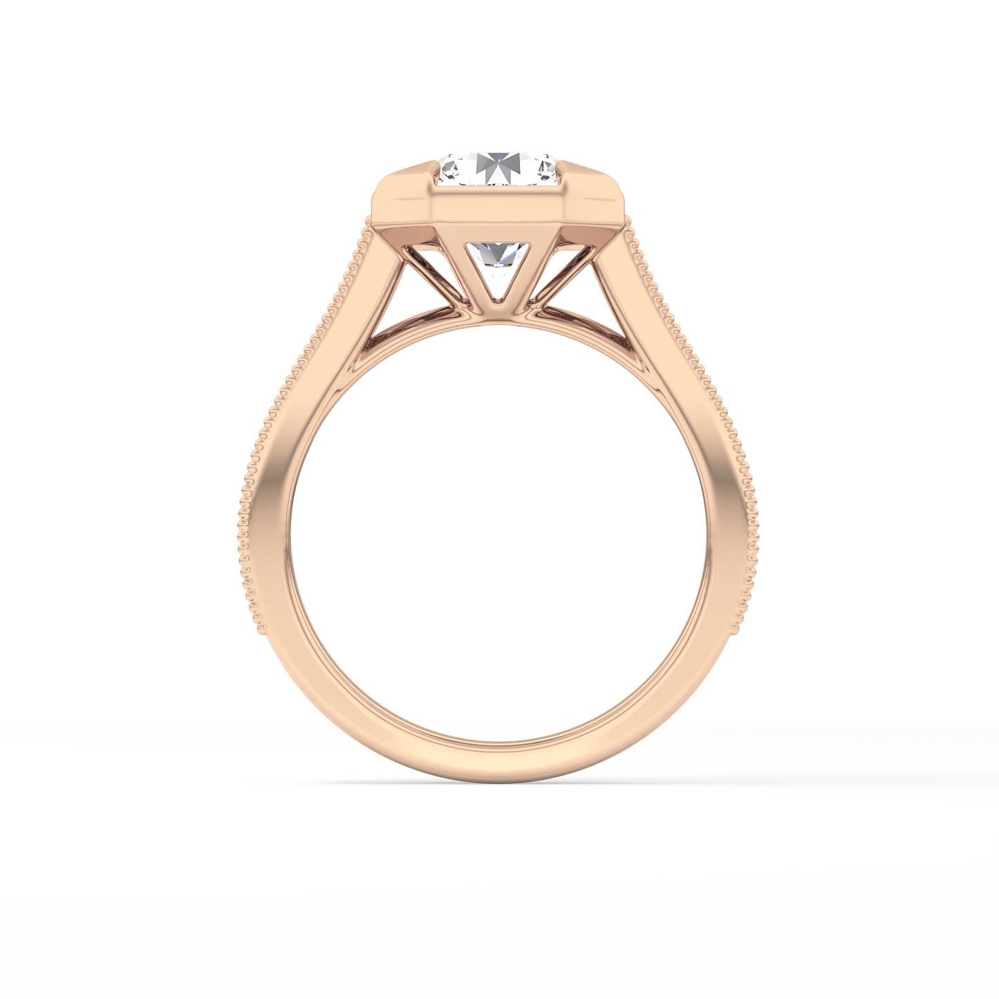 Round Bezel & Channel Pave Lab Grown Diamond Engagement Ring