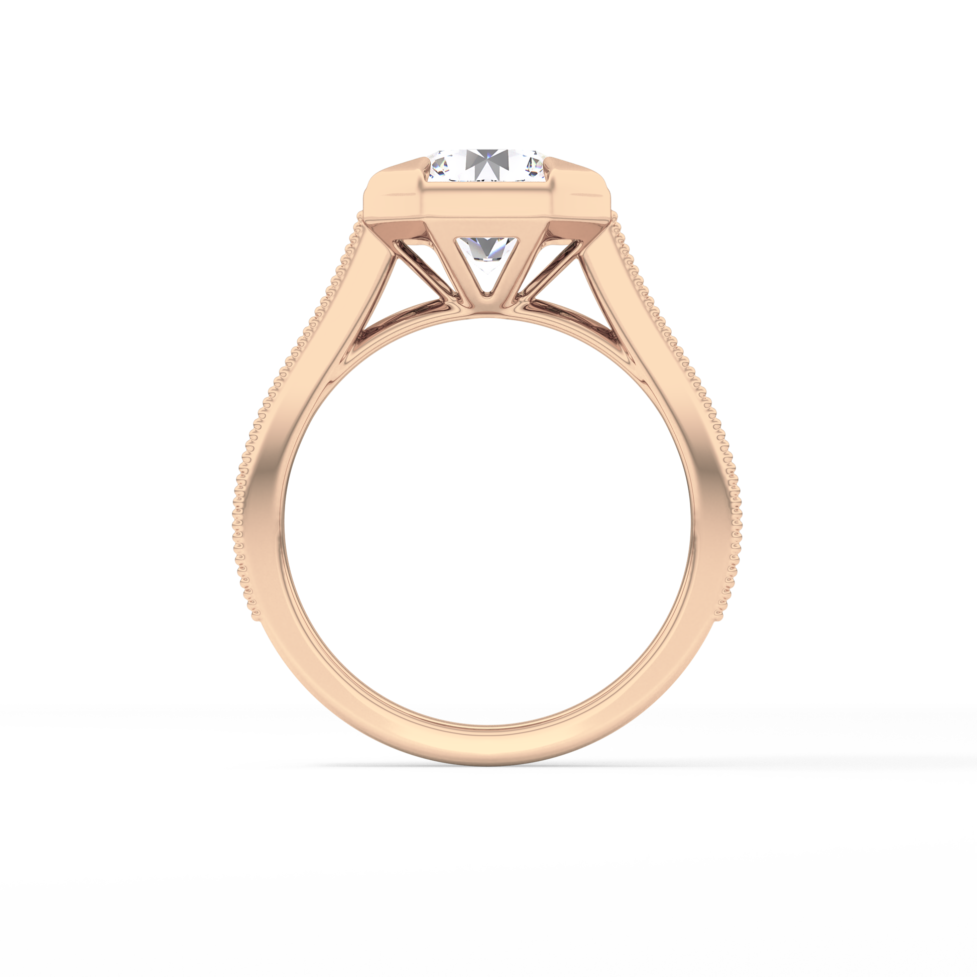 Round Bezel & Channel Pave Lab Grown Diamond Engagement Ring