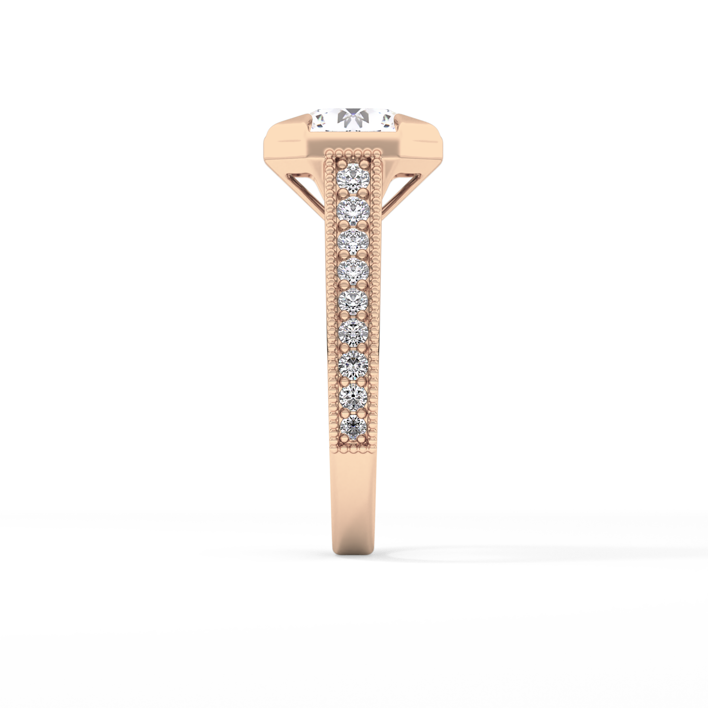 Round Bezel & Channel Pave Lab Grown Diamond Engagement Ring