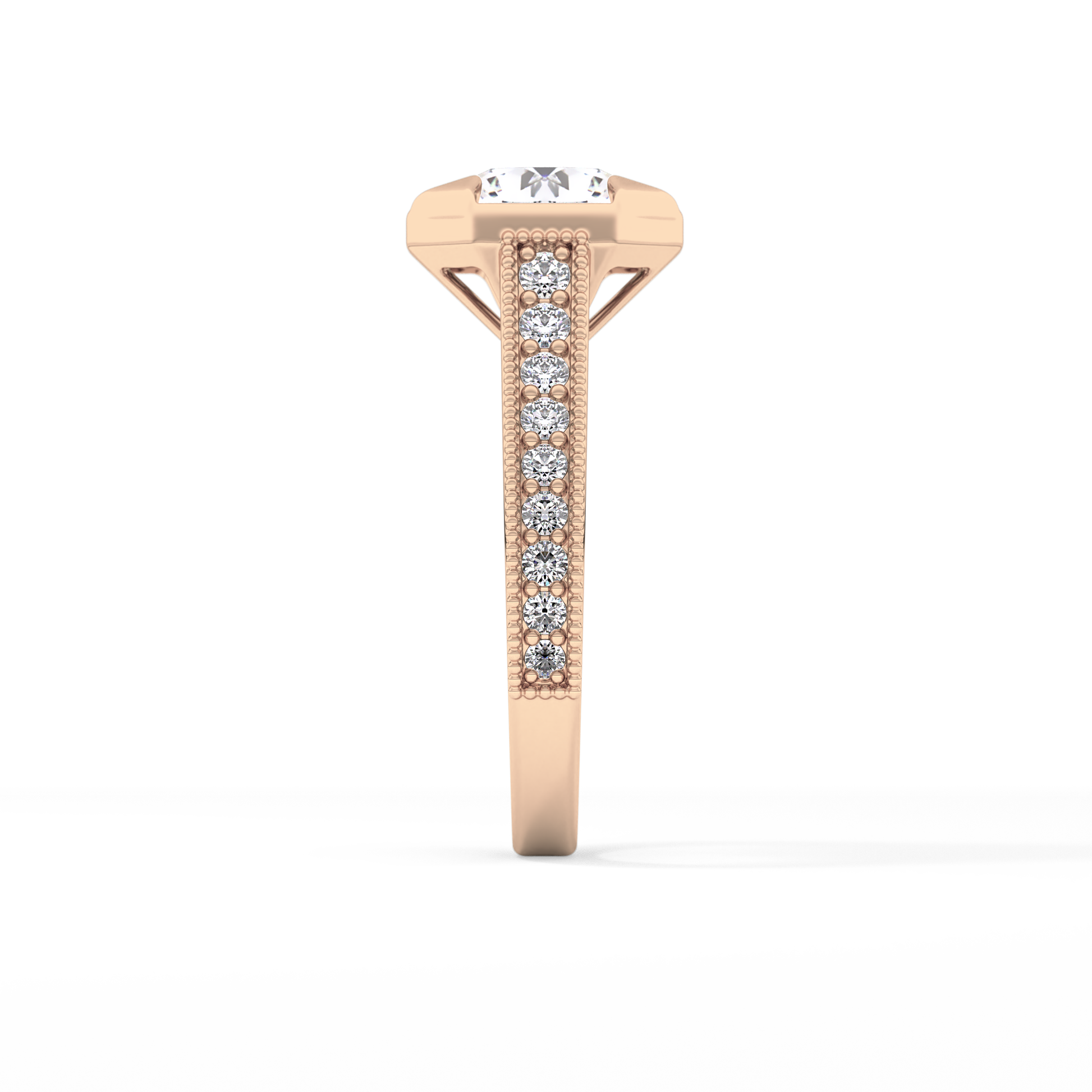 Round Bezel & Channel Pave Lab Grown Diamond Engagement Ring