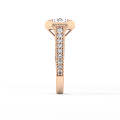 Round Bezel & Channel Pave Lab Grown Diamond Engagement Ring