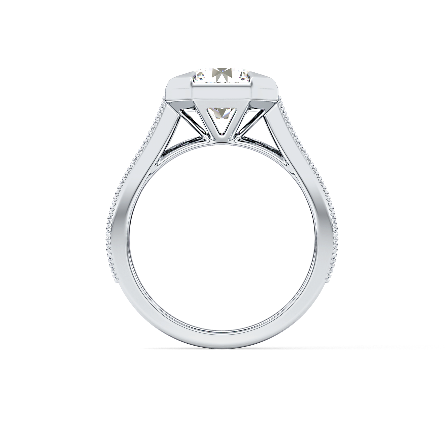 Round Bezel & Channel Pave Lab Grown Diamond Engagement Ring