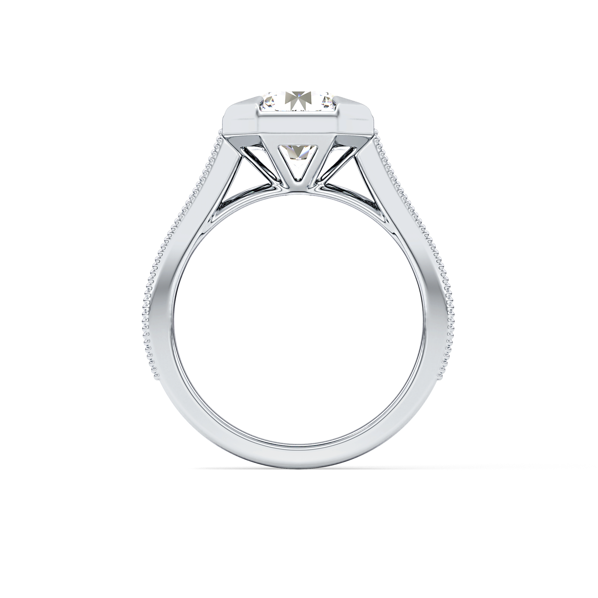 Round Bezel & Channel Pave Lab Grown Diamond Engagement Ring
