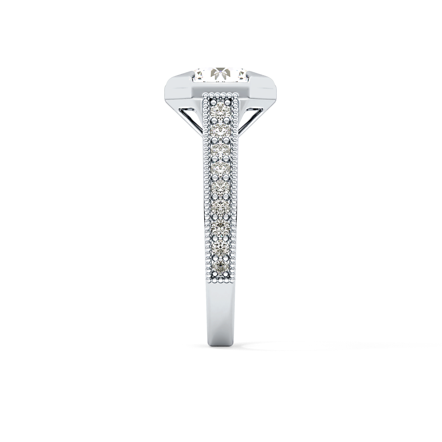 Round Bezel & Channel Pave Lab Grown Diamond Engagement Ring
