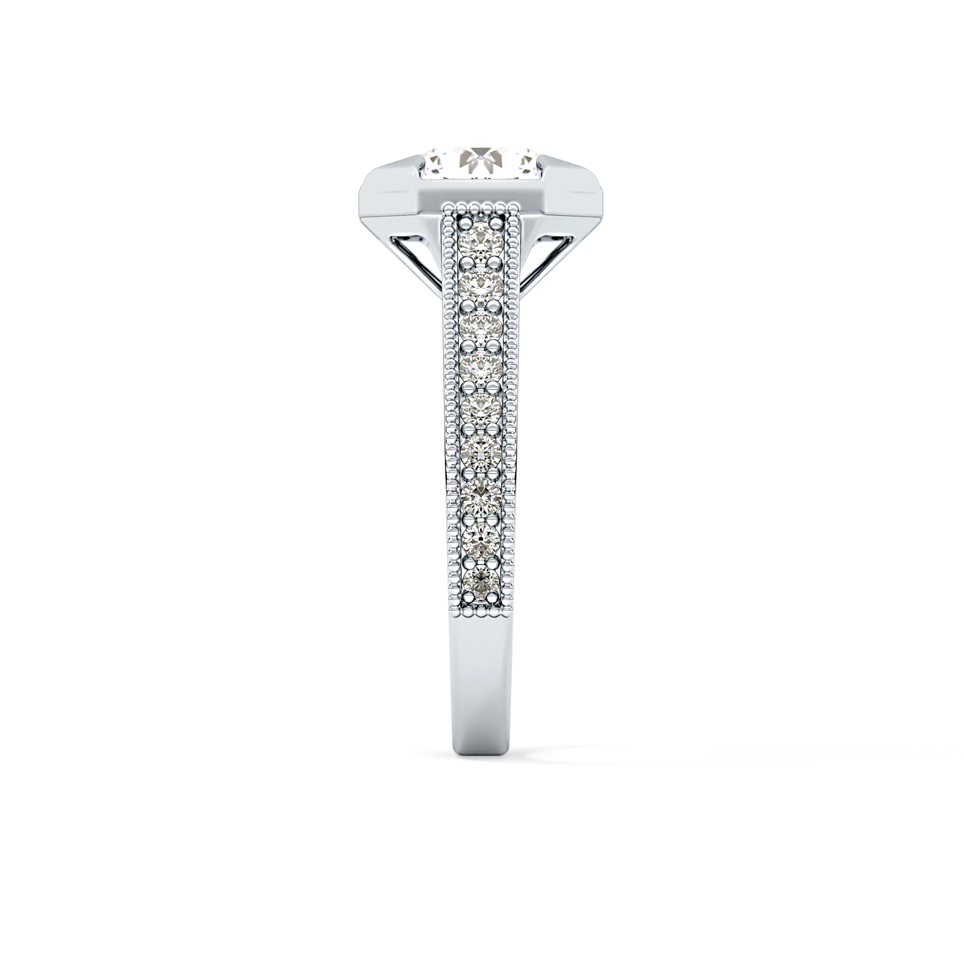 Round Bezel & Channel Pave Lab Grown Diamond Engagement Ring