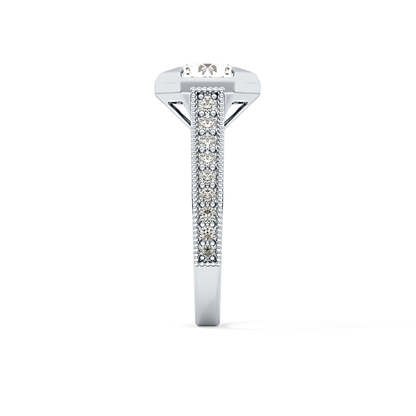 Round Bezel & Channel Pave Lab Grown Diamond Engagement Ring