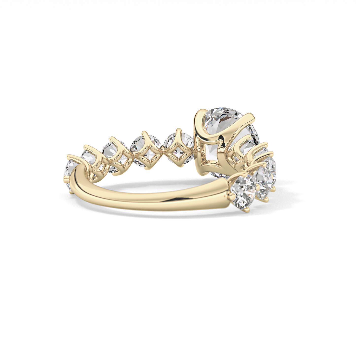 Round Pave Lab Grown Diamond Engagement Ring