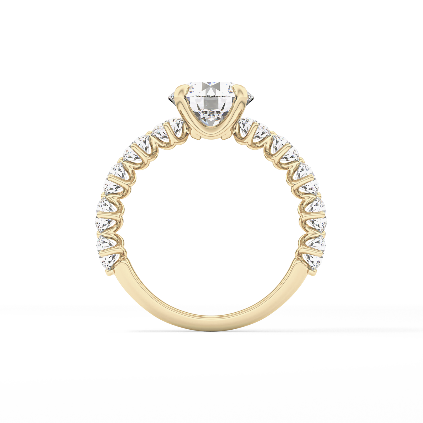 Round Pave Lab Grown Diamond Engagement Ring
