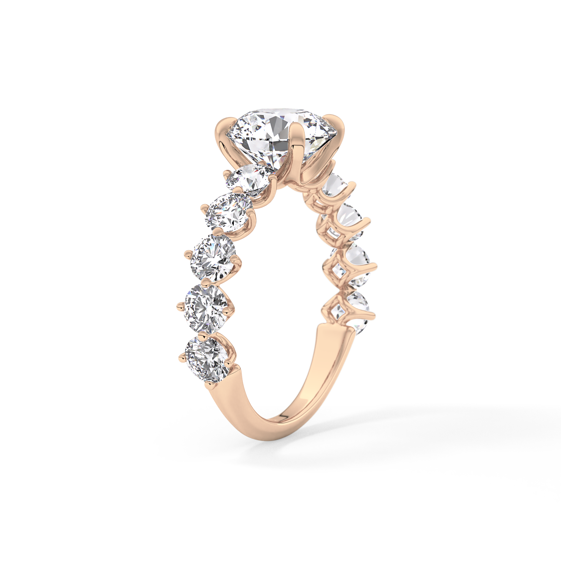 Round Pave Lab Grown Diamond Engagement Ring