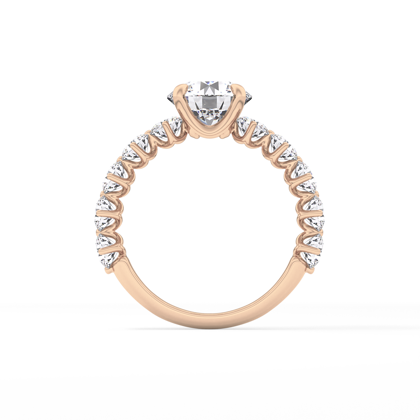 Round Pave Lab Grown Diamond Engagement Ring