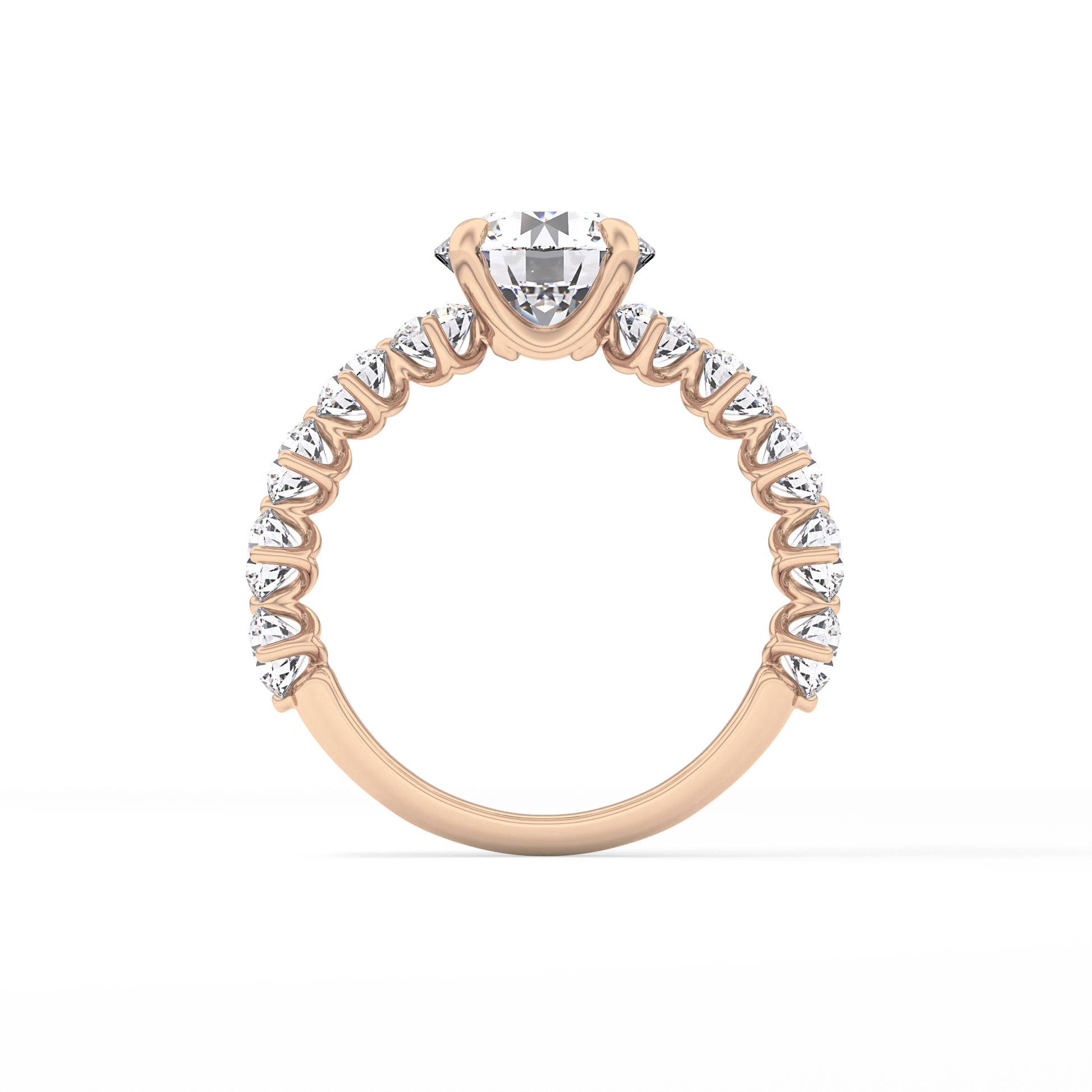 Round Pave Lab Grown Diamond Engagement Ring