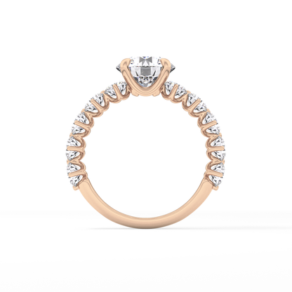 Round Pave Lab Grown Diamond Engagement Ring