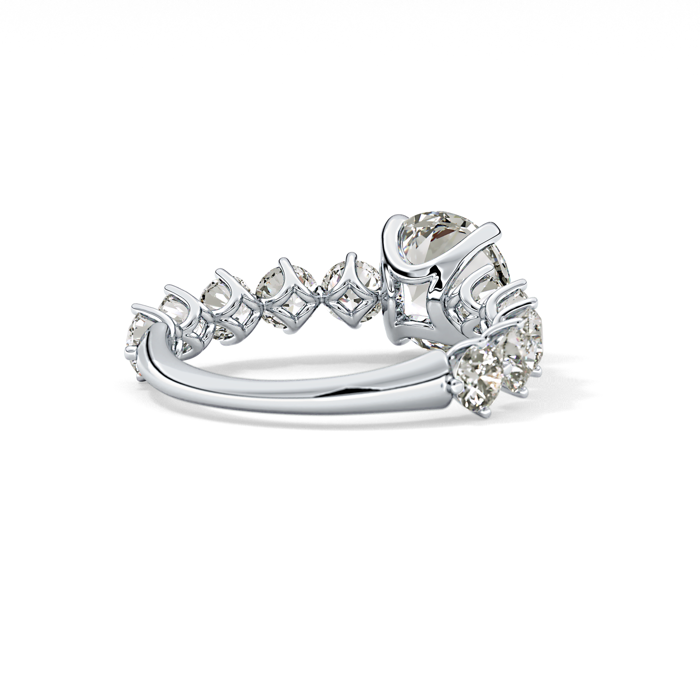 Round Pave Lab Grown Diamond Engagement Ring