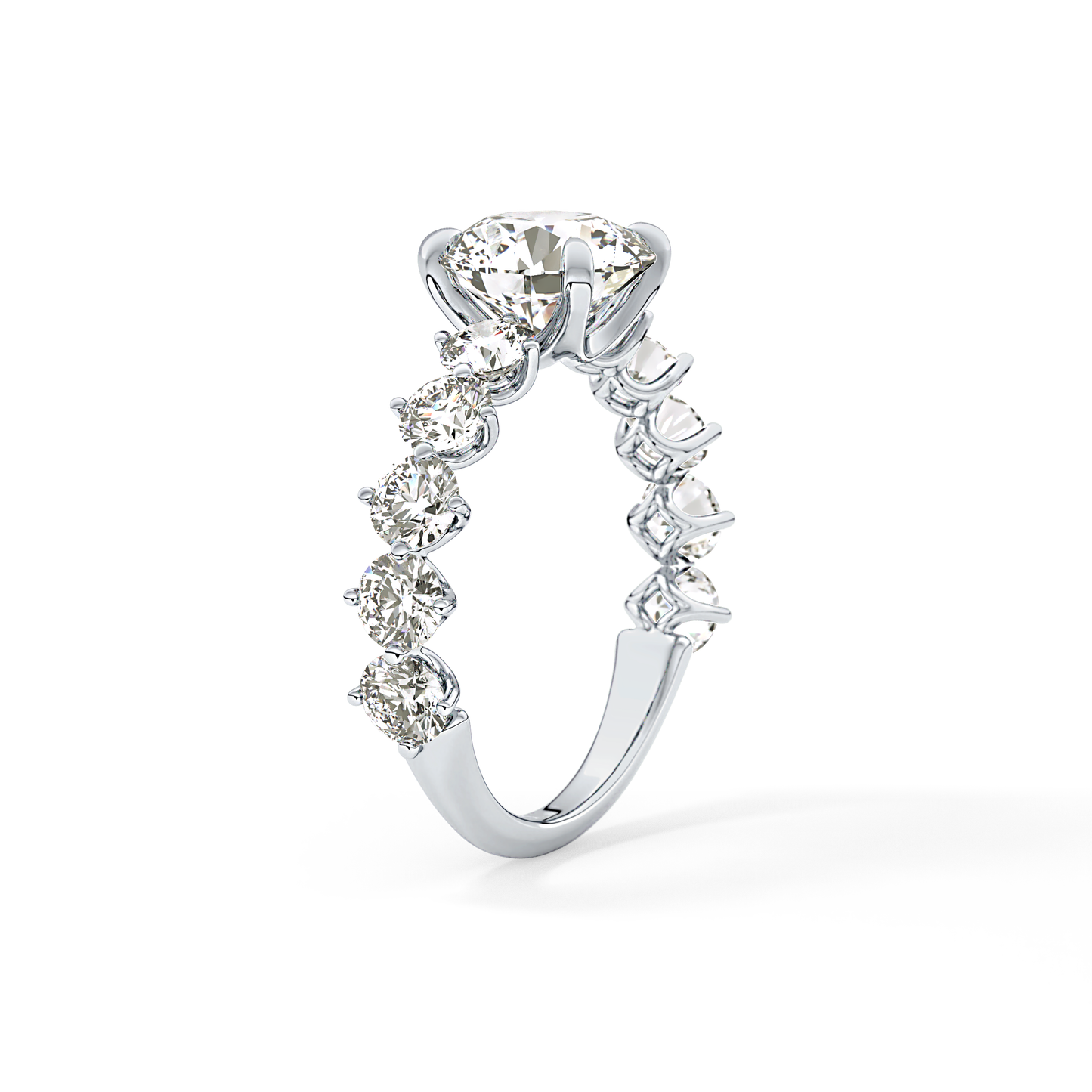 Round Pave Lab Grown Diamond Engagement Ring