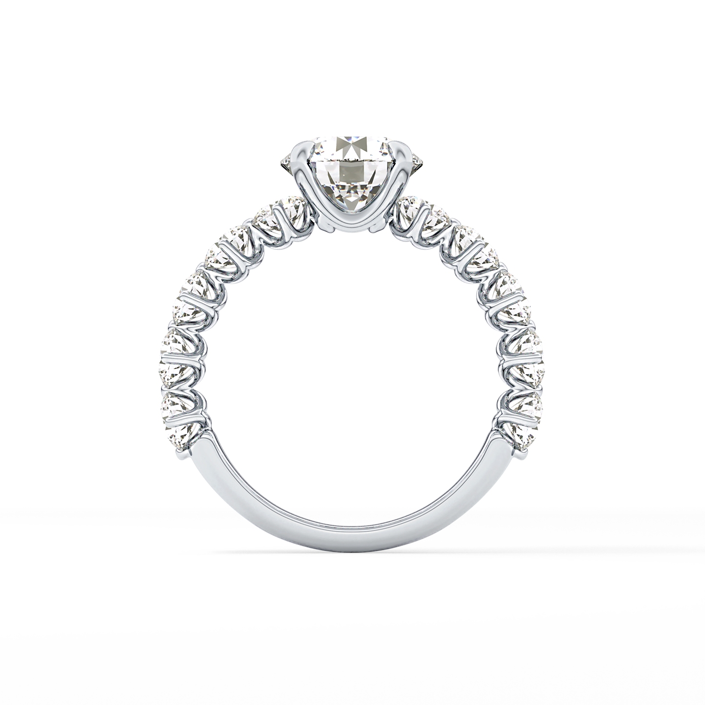 Round Pave Lab Grown Diamond Engagement Ring