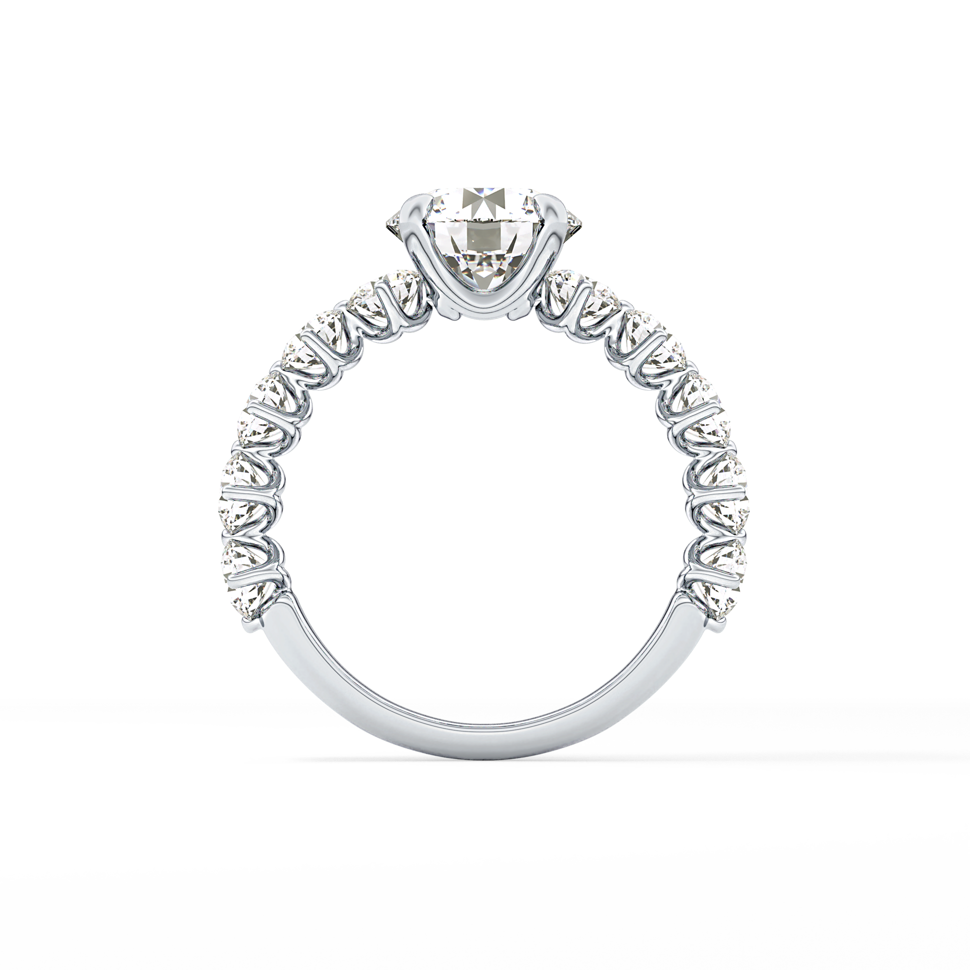Round Pave Lab Grown Diamond Engagement Ring