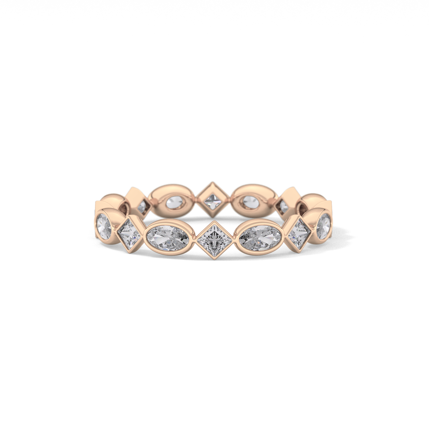 0.72 TCW Oval & Princess Lab Grown Diamond Wedding Band