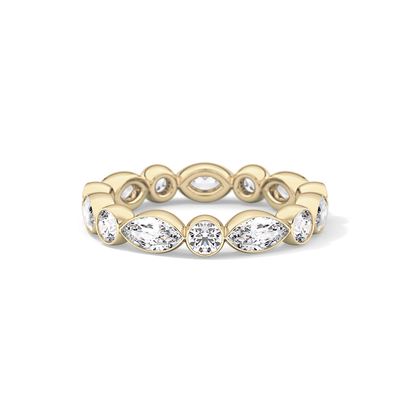 0.98 TCW Round & Marquise  Lab Grown Diamond Wedding Band