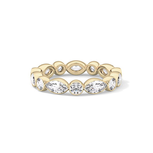 0.98 TCW Round & Marquise  Lab Grown Diamond Wedding Band
