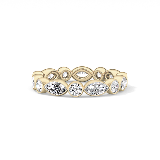 0.98 TCW Round & Marquise  Lab Grown Diamond Wedding Band