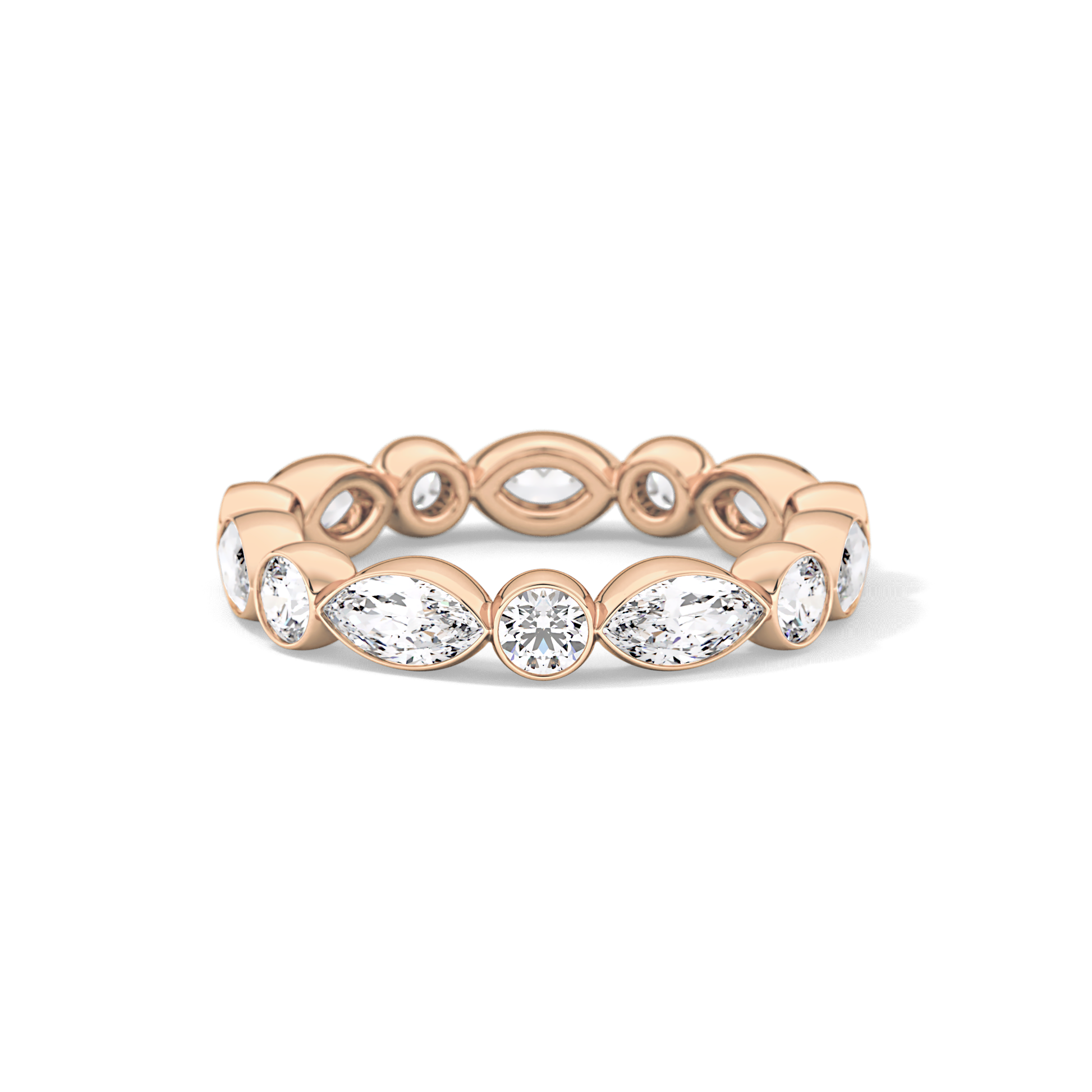 0.98 TCW Round & Marquise  Lab Grown Diamond Wedding Band
