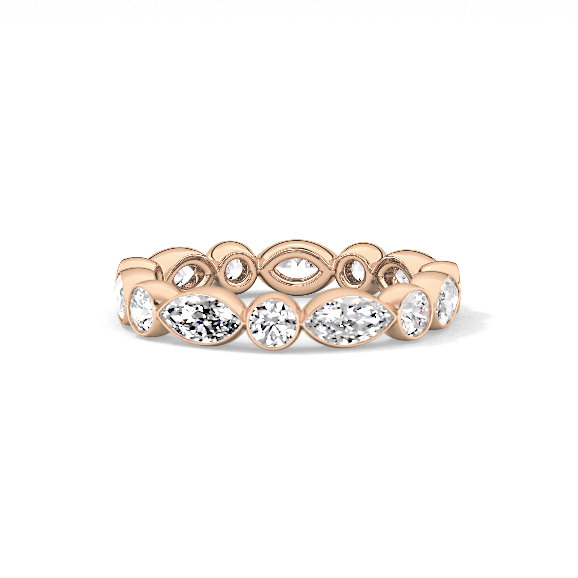 0.98 TCW Round & Marquise  Lab Grown Diamond Wedding Band