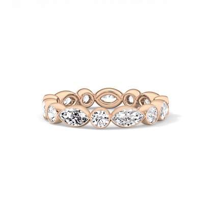 0.98 TCW Round & Marquise  Lab Grown Diamond Wedding Band