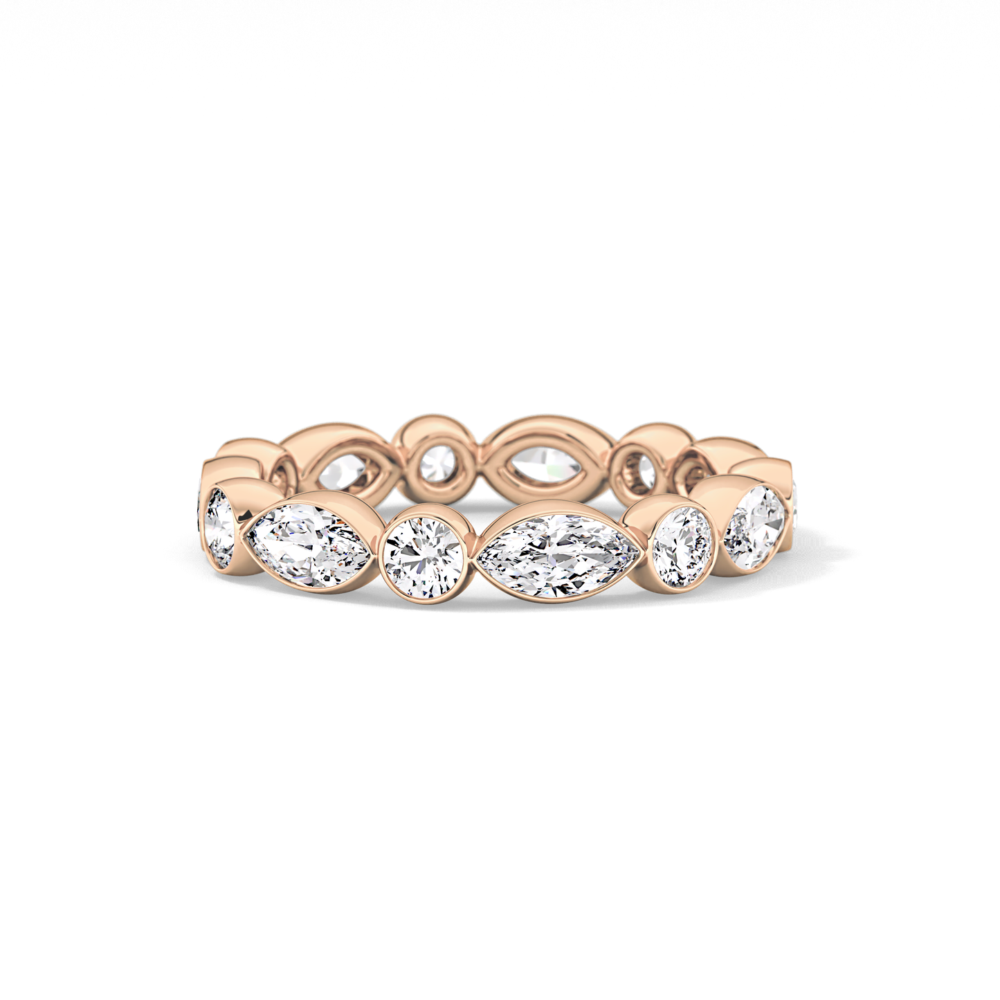 0.98 TCW Round & Marquise  Lab Grown Diamond Wedding Band