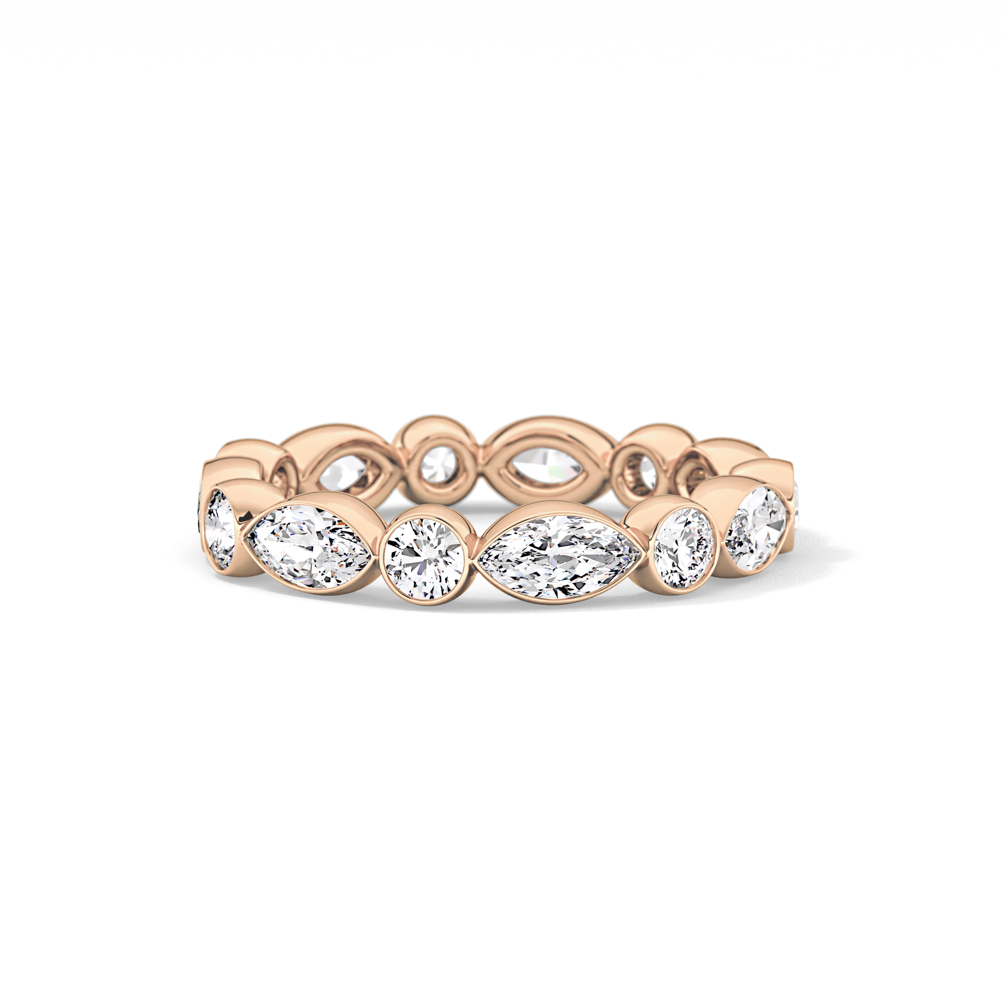 0.98 TCW Round & Marquise  Lab Grown Diamond Wedding Band