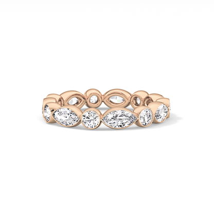 0.98 TCW Round & Marquise  Lab Grown Diamond Wedding Band