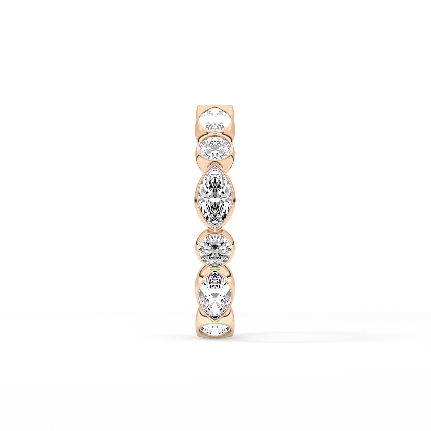 0.98 TCW Round & Marquise  Lab Grown Diamond Wedding Band